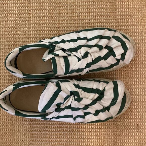 🧡 Ports 1961 Green White Striped Bow Knot Sneakers - Size 9 - Picture 5 of 6